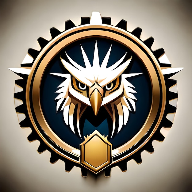 Фото Логотип в виде золотого и белого орла с золотым кольцом и кольцом с бриллиантом.