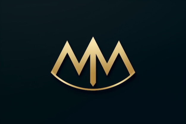 Фото Золотой логотип m на черном фоне генеративный ai