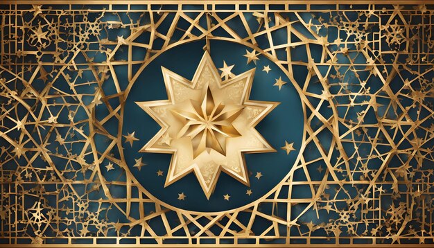 a gold star that is on a blue background