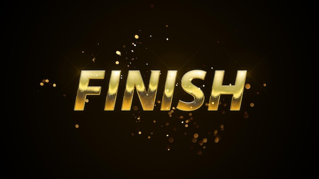 写真 金色の文字で「finish」という単語が記載された金色のテキスト