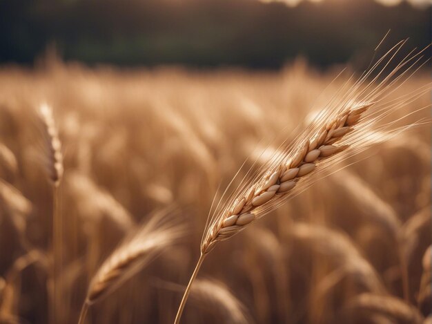 Фото Золотое пшеничное поле с голубым небом