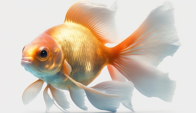 写真 ジェネレーティブ ai の白地にパステル カラーの金魚