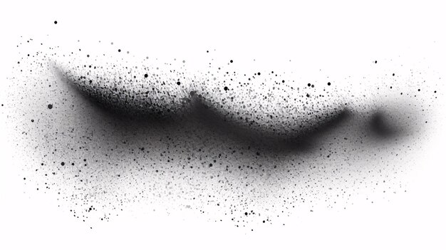Фото Градиент точечного угольного пятнистого песка и черных точечных брызг, изолированных на белом фоне