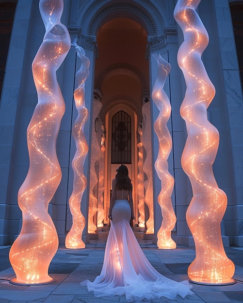 Фото Величественный вход украшен высокими обоями