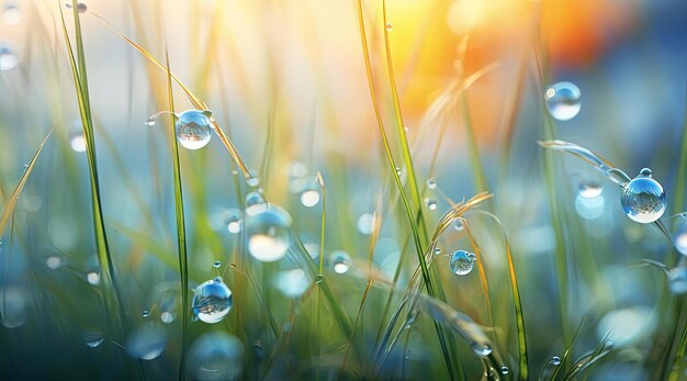 写真 雨の滴が降る草のシーン