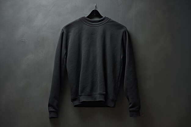 写真 灰色のセーターがハンガーに掛かっており、黒いセーターが壁に掛かっています。