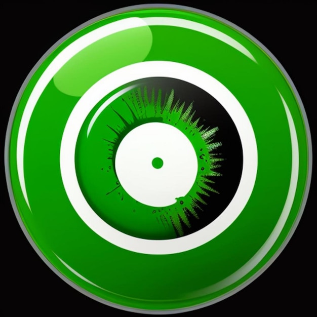 Фото Зеленый и белый круг на белом и черном фоне.