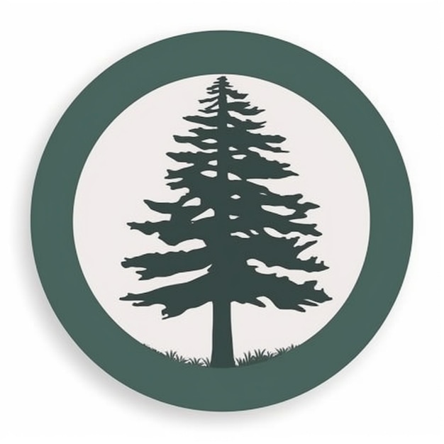 Фото Зелено-белый круглый логотип с сосной в центре, генеративный ай
