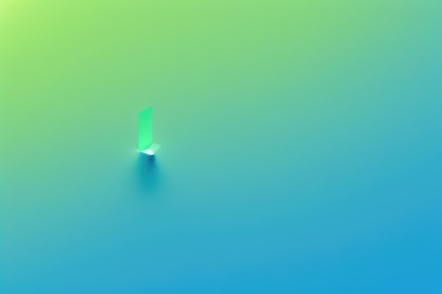 Фото Зеленая стрелка, указывающая влево от сине-зеленого градиентного фона.