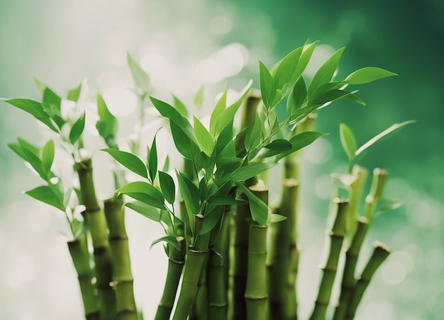 写真 日光の中の緑の竹の森