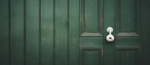 Фото Зеленая дверь с белой вазой для цветов на ней
