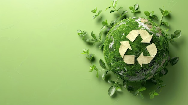 Фото Зеленый глобус покрыт листьями и окружен зелеными листьями