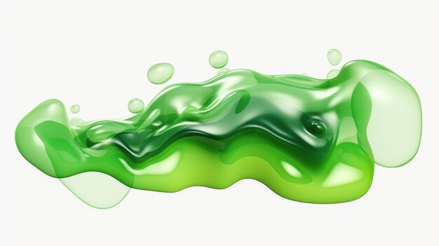Фото Зелёная жидкая волна с пузырьками на белом фоне идеально подходит для научных и технологических концепций