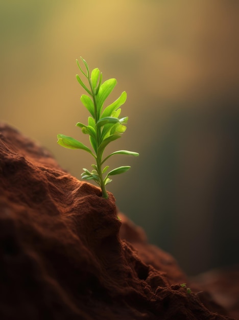 写真 砂漠で育つ緑の植物