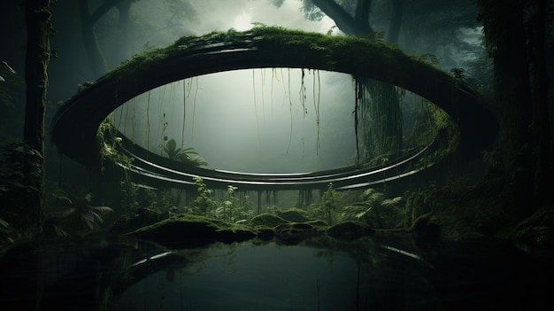 Фото Зеленый туннель с зеленым мхом на нем