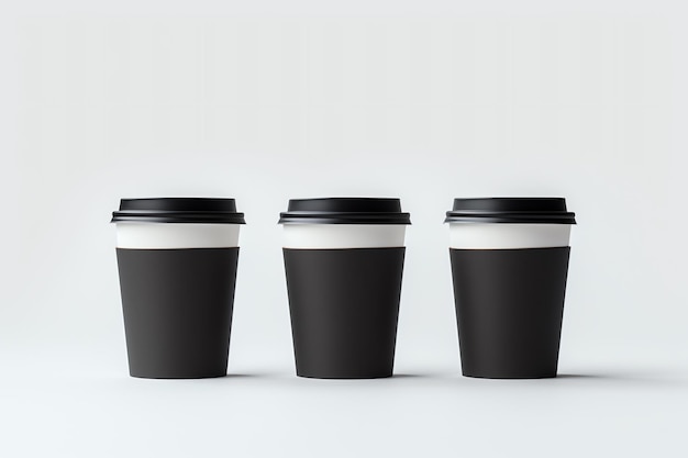 写真 黒と白のコーヒーカップのグループ