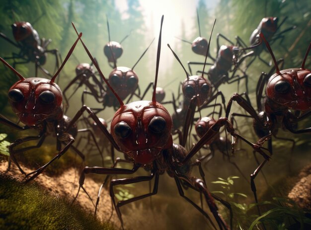 Фото Группа лесных муравьев