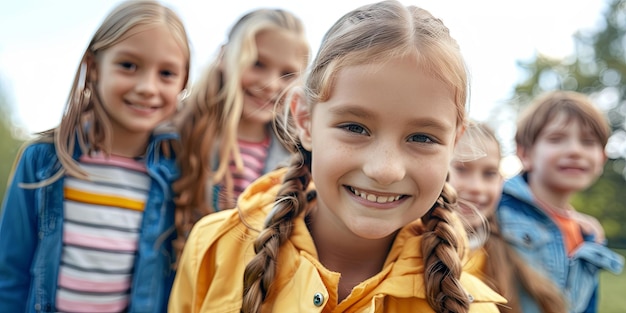 写真 幸せな子供たちのグループ 創造的なai