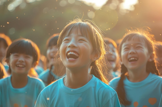 사진 행복 한 초등학교 학생 들 의 모임