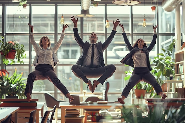 写真 空中にジャンプする人々のグループ