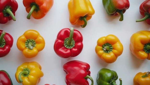 写真 a group of red and yellow peppers with the word  pepper  on the bottom