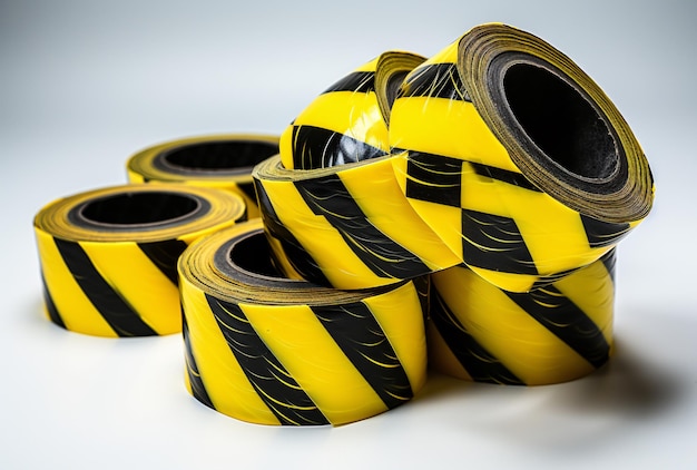 Фото Группа желтых и черных рулонов ленты