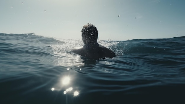 写真 水の中で泳ぐ男