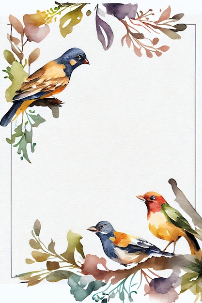 写真 白地に青と黄色の頭と青い羽を持つ手描きの鳥