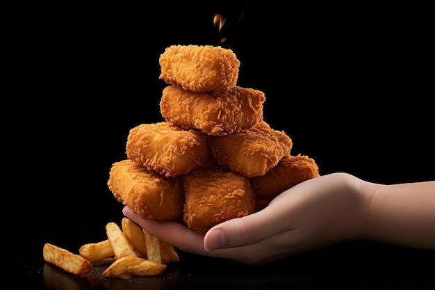 A_hand_holding_a_chicken_nugget_with_a_pile_of_freshl_160_block_0_1jpg
