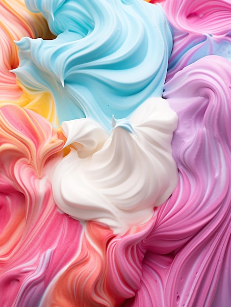 写真 虹色のアイスクリームの山 generative ai