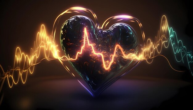 Фото Сердце с линией сердцебиения посередине