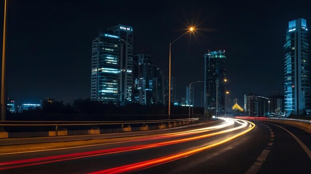 Фото Шоссе со светом на стороне и светофором urban velocity exploring abstract nigh