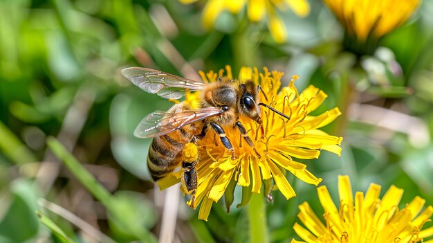 写真 蜂は人工知能で作られた黄色い<unk>の花から花蜜を集めます