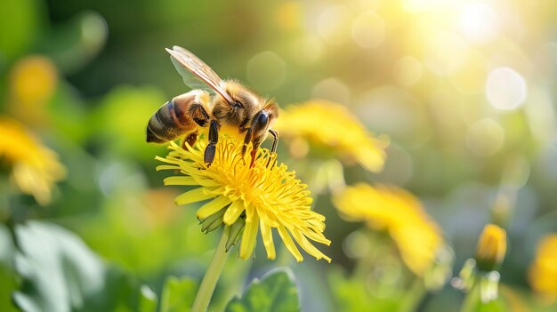 写真 蜂は人工知能で作られた黄色い<unk>の花から花蜜を集めます