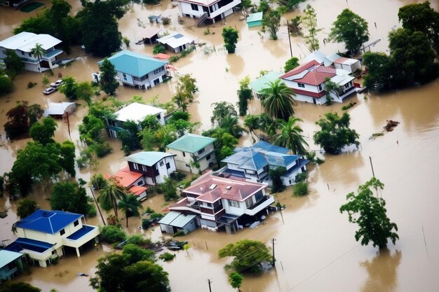 Фото Дом окружен водой и деревьями.