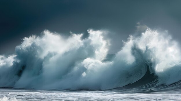 写真 大きな波が海にぶつかる