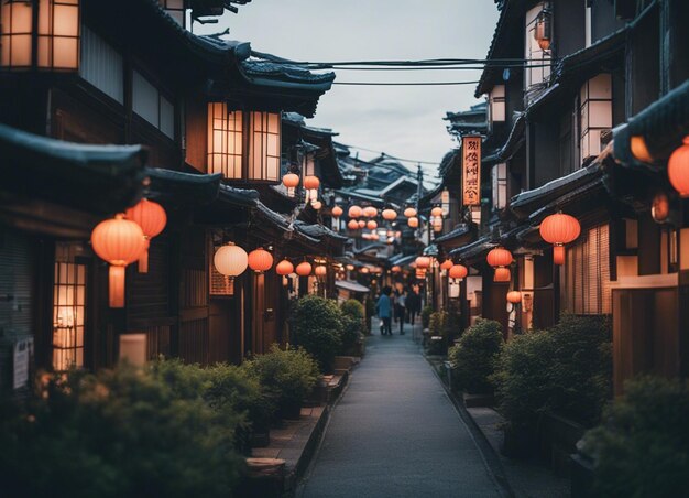 Фото Ландшафт японской уличной сцены