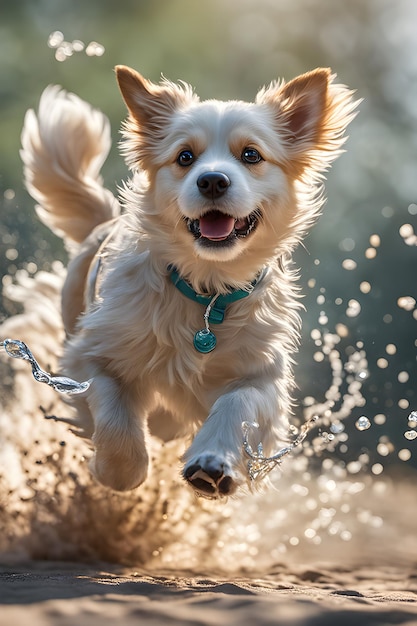 Фото Радостная собака, бегущая с удовольствием