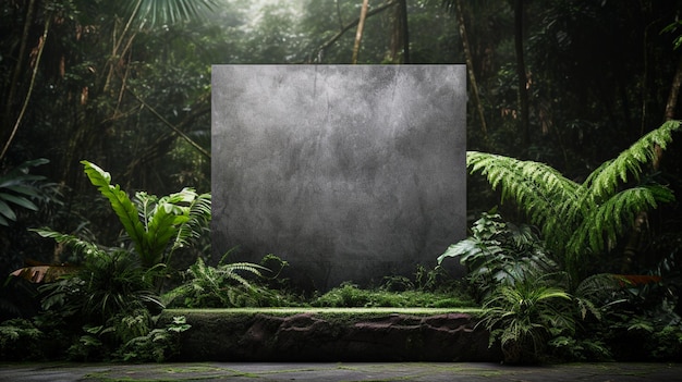Фото Сцена в джунглях - это квадрат посреди джунглей с зеленым фоном