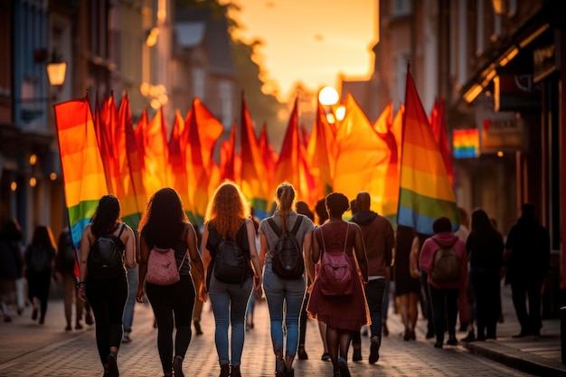 Фото Калейдоскоп разнообразия раскрывается, когда люди празднуют квир-идентичность во время парада лгбт