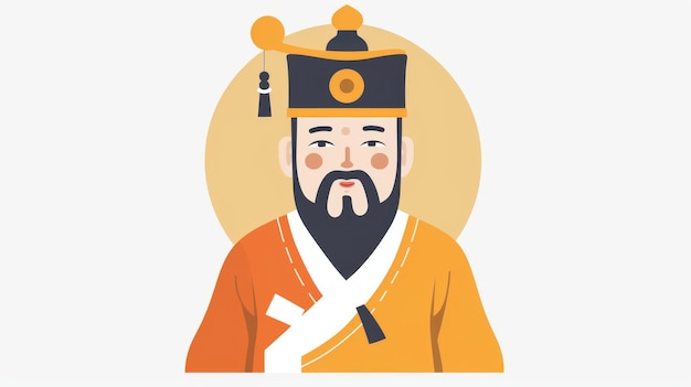 Фото Корейский королевский персонаж, который создал корейские буквы плоский стиль дизайна минимальная современная иллюстрация