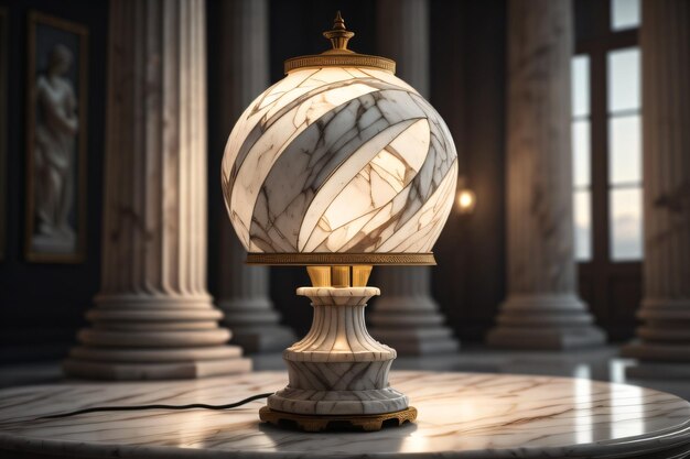 Фото Лампа с мраморной основой и золотой основой.