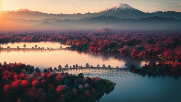 写真 山を背景にした風景