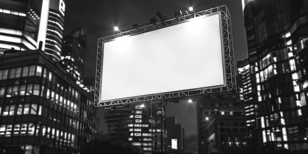 사진 하 배경 으로 밤 에 도시 에 있는 큰 광고판