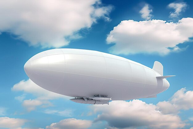 Фото Большой белый воздушный шар, летящий по голубому небу
