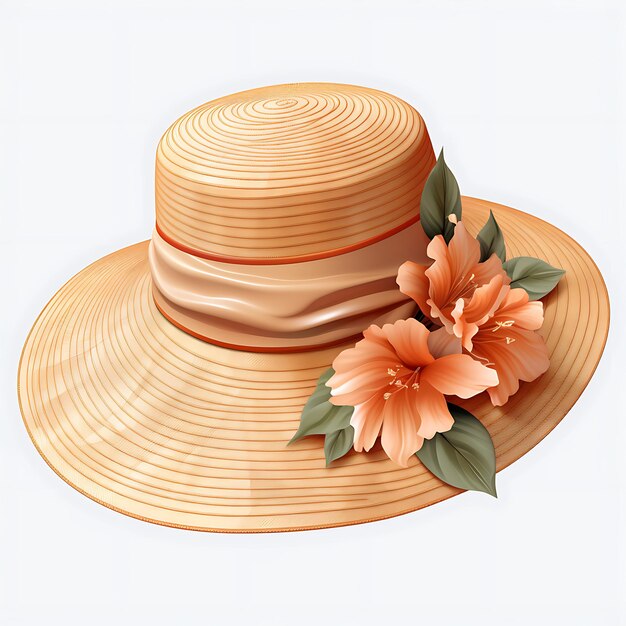 写真 浅い茶色の夏の帽子で幅が広い