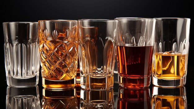 Фото a_lineup_of_ different_flavored_shots_in_shot_glasses