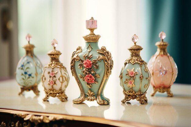 写真 a_lineup_of_vintage_perfume_bottles_with_orna_93_block_1_1jpg