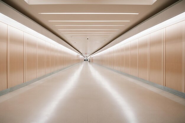 写真 ミニマルなスタイルで設計された空の長い廊下