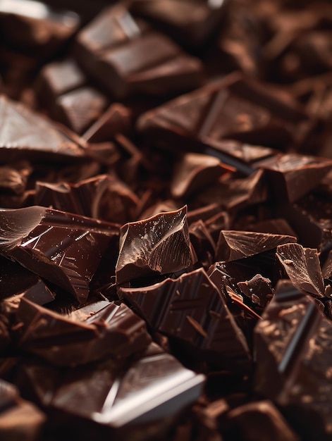 Фото Много кусочков темного шоколада генеративный ии